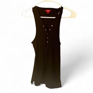 Guess Black Tank Top with Button Detail